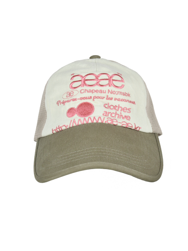 [aeae] WEB LOGO MESH CAP - OLIVE/BEIGE