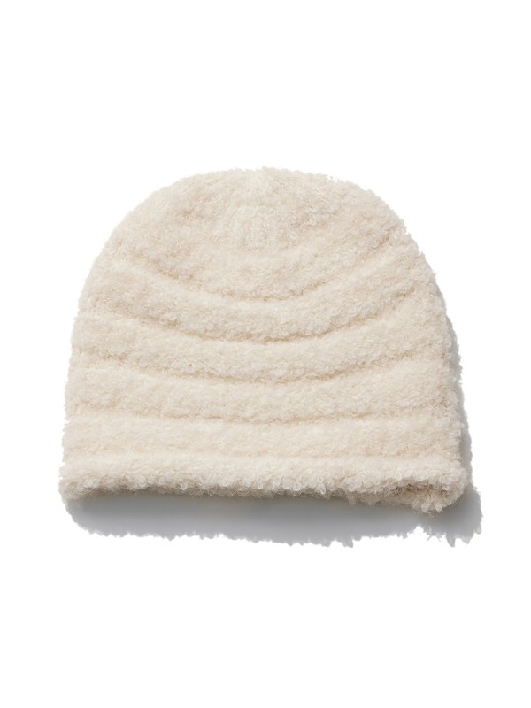[OPEN YY] BOUCLE ROLLED BEANIE - IVORY