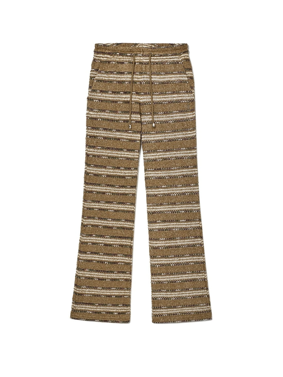 [KIJUN] Striped Knit Pants - Brown Stripe