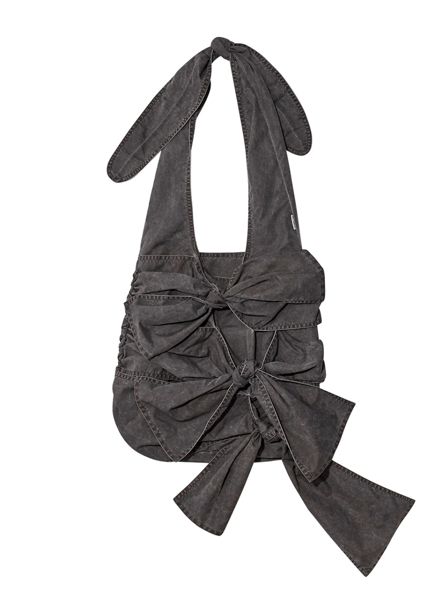 [OPEN YY] WASHED RUCHED BAG - CHARCOAL