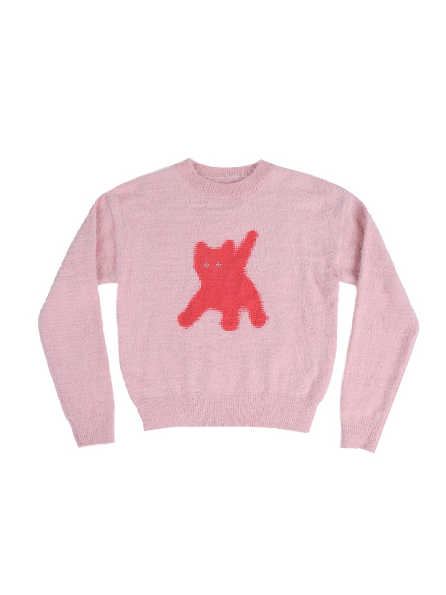 [aeae] Flashed Cats Angora Knit Crop - PINK