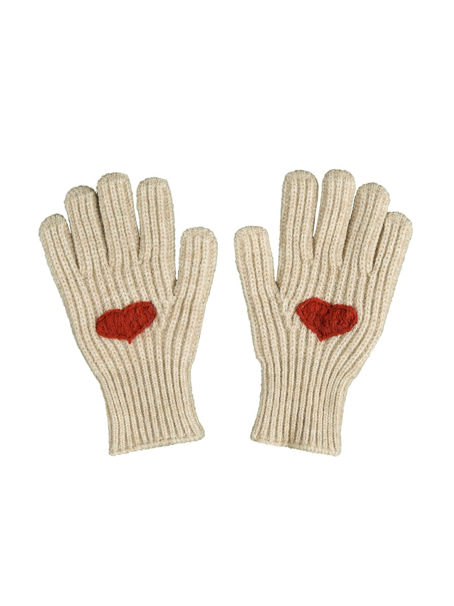 [aeae] Heart Knit Gloves - OATMEAL